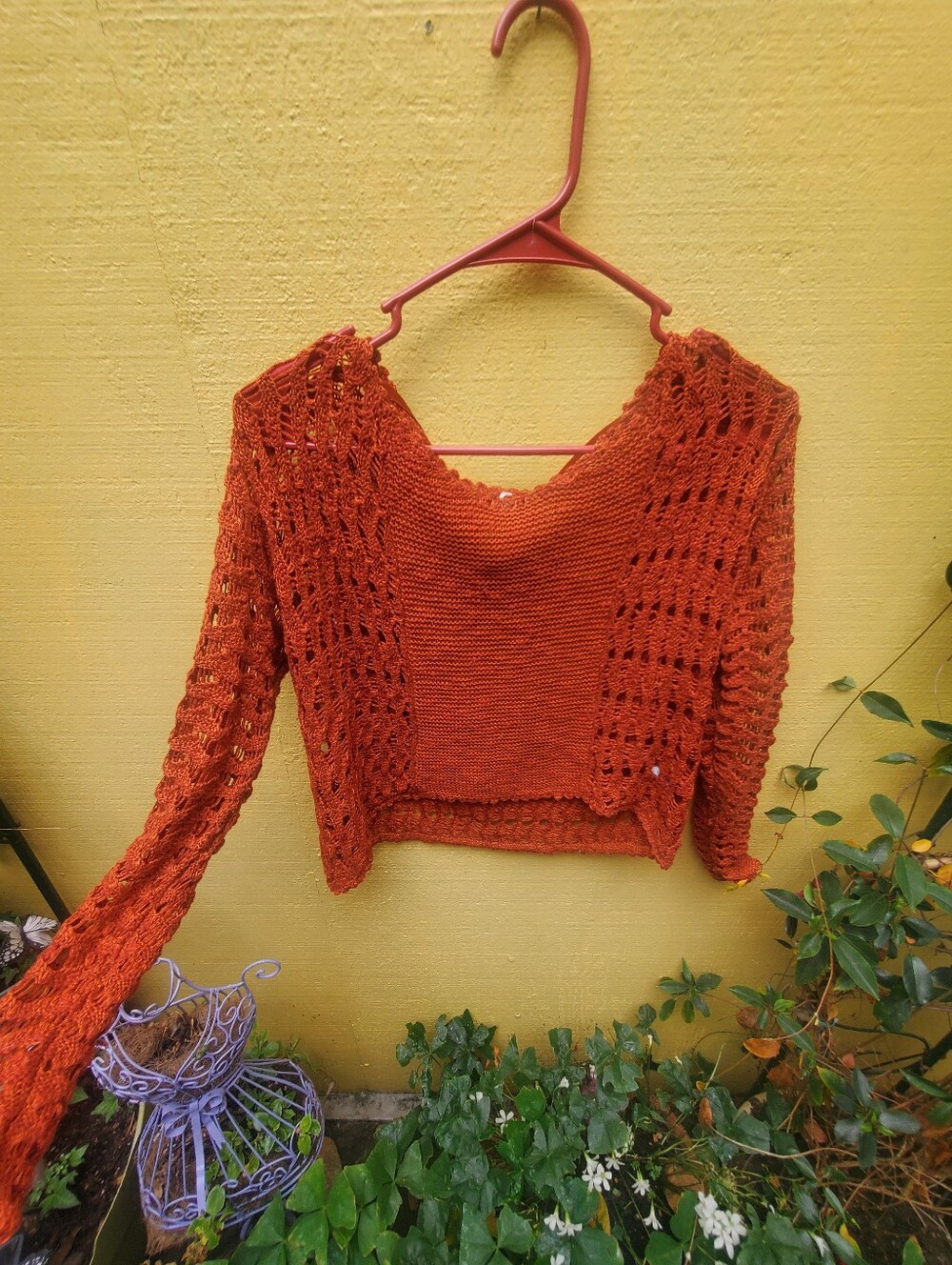 Rust Open-Knit Women's Sweater